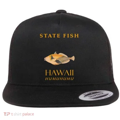 Hawaii Territory Fish The Reef Triggerfish Flat Bill Trucker Hat