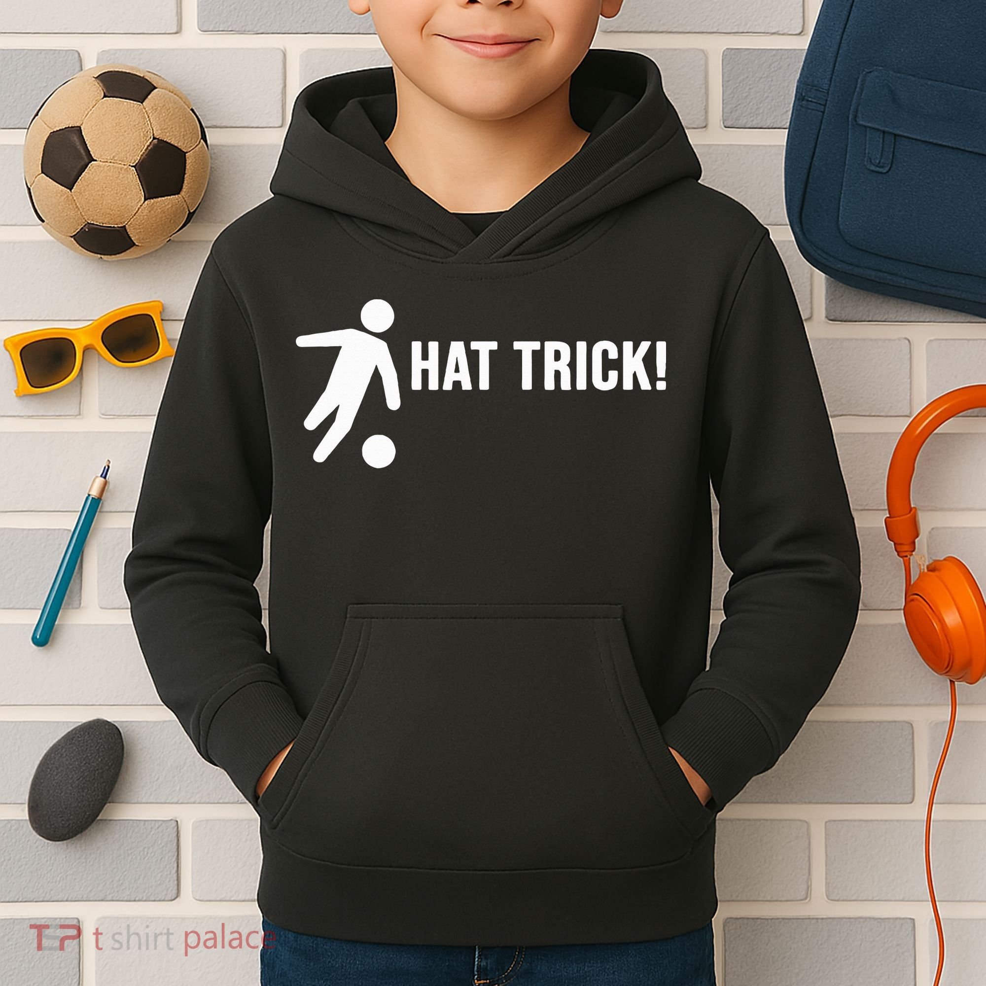Hat Trick Funny Soccer Gift Kids Hoodie
