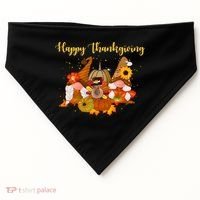 Happy Thanksgiving Fall Gnomes USA-Made Doggie Bandana thumb 0