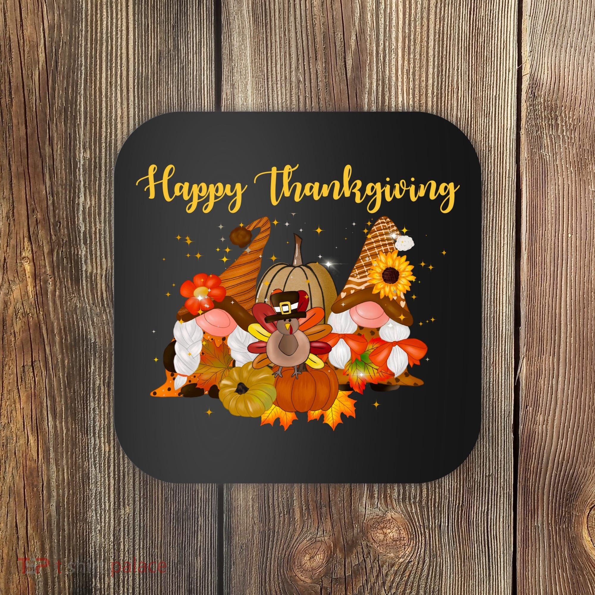 Happy Thanksgiving Fall Gnomes Coaster