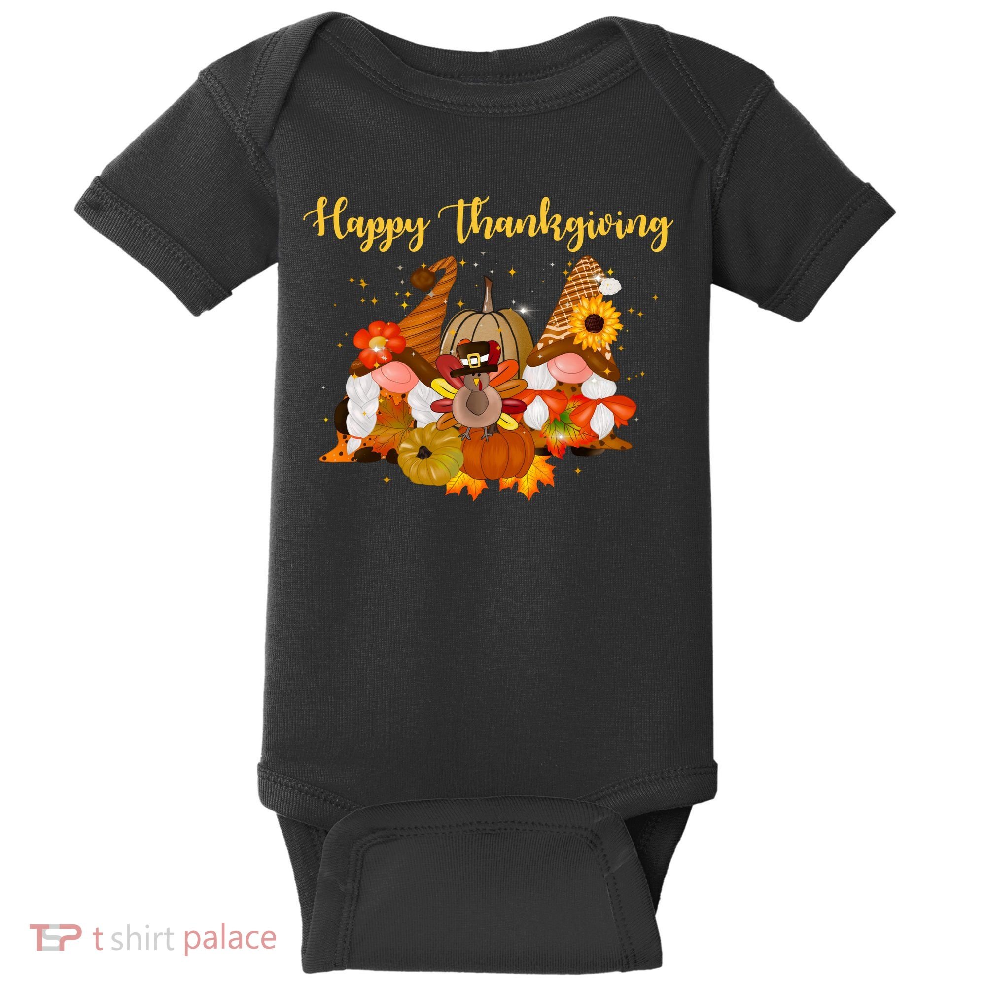 Happy Thanksgiving Fall Gnomes Baby Bodysuit