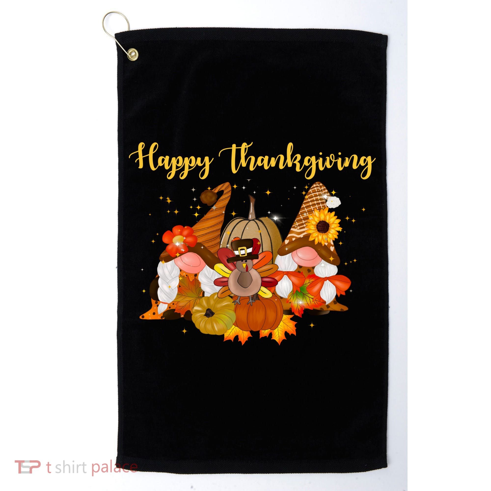 Happy Thanksgiving Fall Gnomes Golf Towel