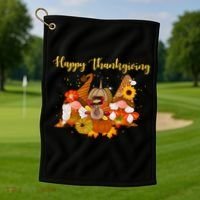 Happy Thanksgiving Fall Gnomes Golf Towel thumb 1