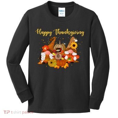 Happy Thanksgiving Fall Gnomes Kids Long Sleeve Shirt
