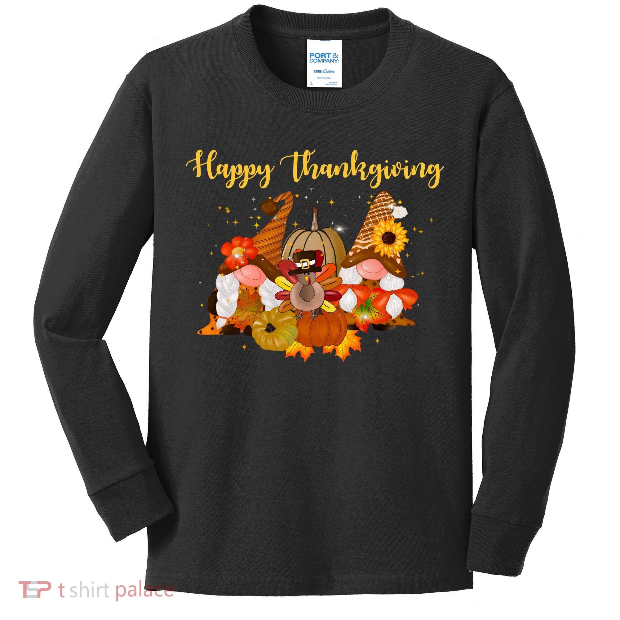 Happy Thanksgiving Fall Gnomes Kids Long Sleeve Shirt