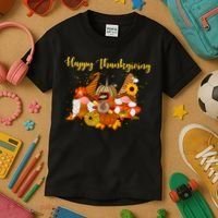 Happy Thanksgiving Fall Gnomes Kids T-Shirt thumb 3