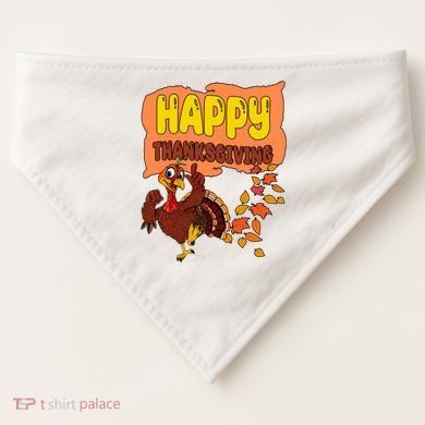 Happy Thanksgiving Festive Fun Holiday USA-Made Doggie Bandana