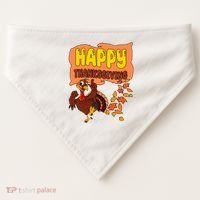 Happy Thanksgiving Festive Fun Holiday USA-Made Doggie Bandana thumb 0