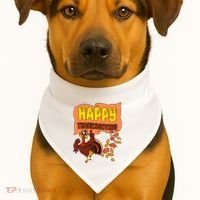 Happy Thanksgiving Festive Fun Holiday USA-Made Doggie Bandana thumb 1