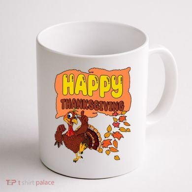 Happy Thanksgiving Festive Fun Holiday Coffee Mug back