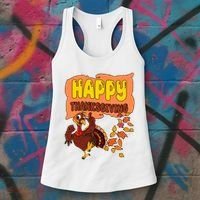 Happy Thanksgiving Festive Fun Holiday Women's Tank Top thumb 3