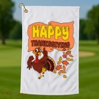 Happy Thanksgiving Festive Fun Holiday Golf Towel thumb 1