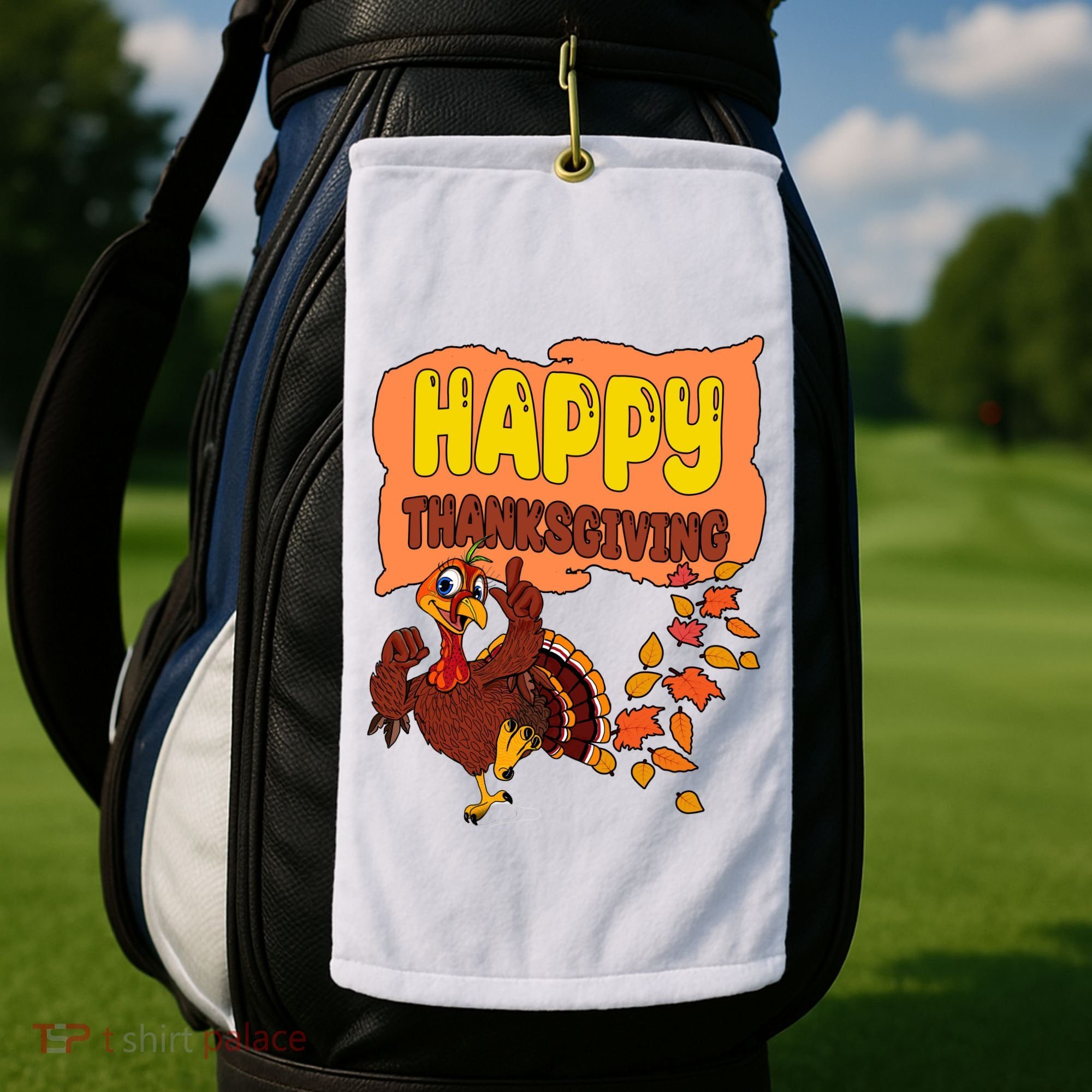 Happy Thanksgiving Festive Fun Holiday Golf Towel