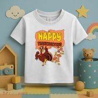 Happy Thanksgiving Festive Fun Holiday Toddler T-Shirt thumb 3