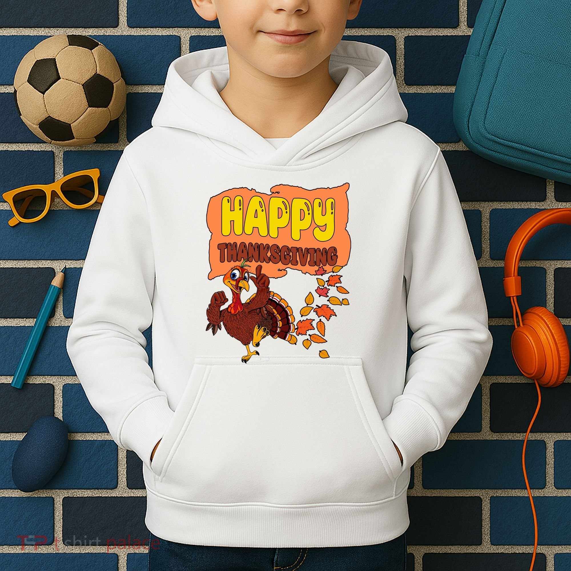 Happy Thanksgiving Festive Fun Holiday Kids Hoodie