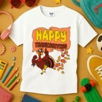 Happy Thanksgiving Festive Fun Holiday Kids T-Shirt thumb 3