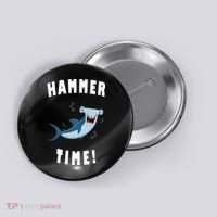 Hammer Time Funny Hammerhead Shark Button thumb 0