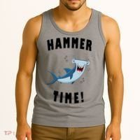 Hammer Time Funny Hammerhead Shark Tank Top thumb 3
