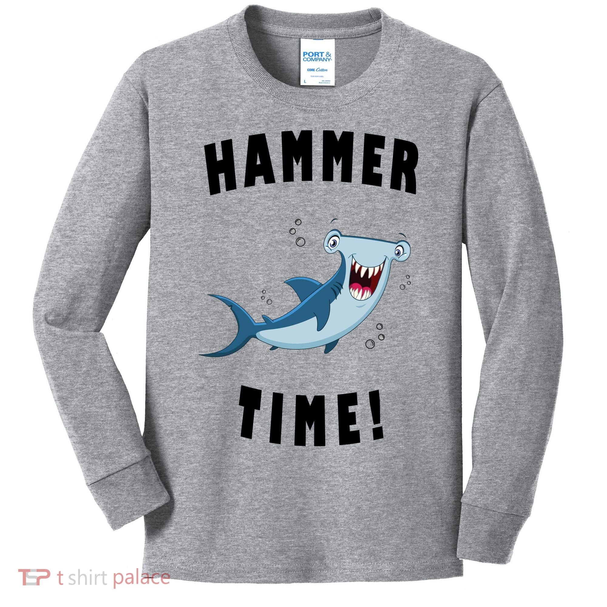 Hammer Time Funny Hammerhead Shark Kids Long Sleeve Shirt