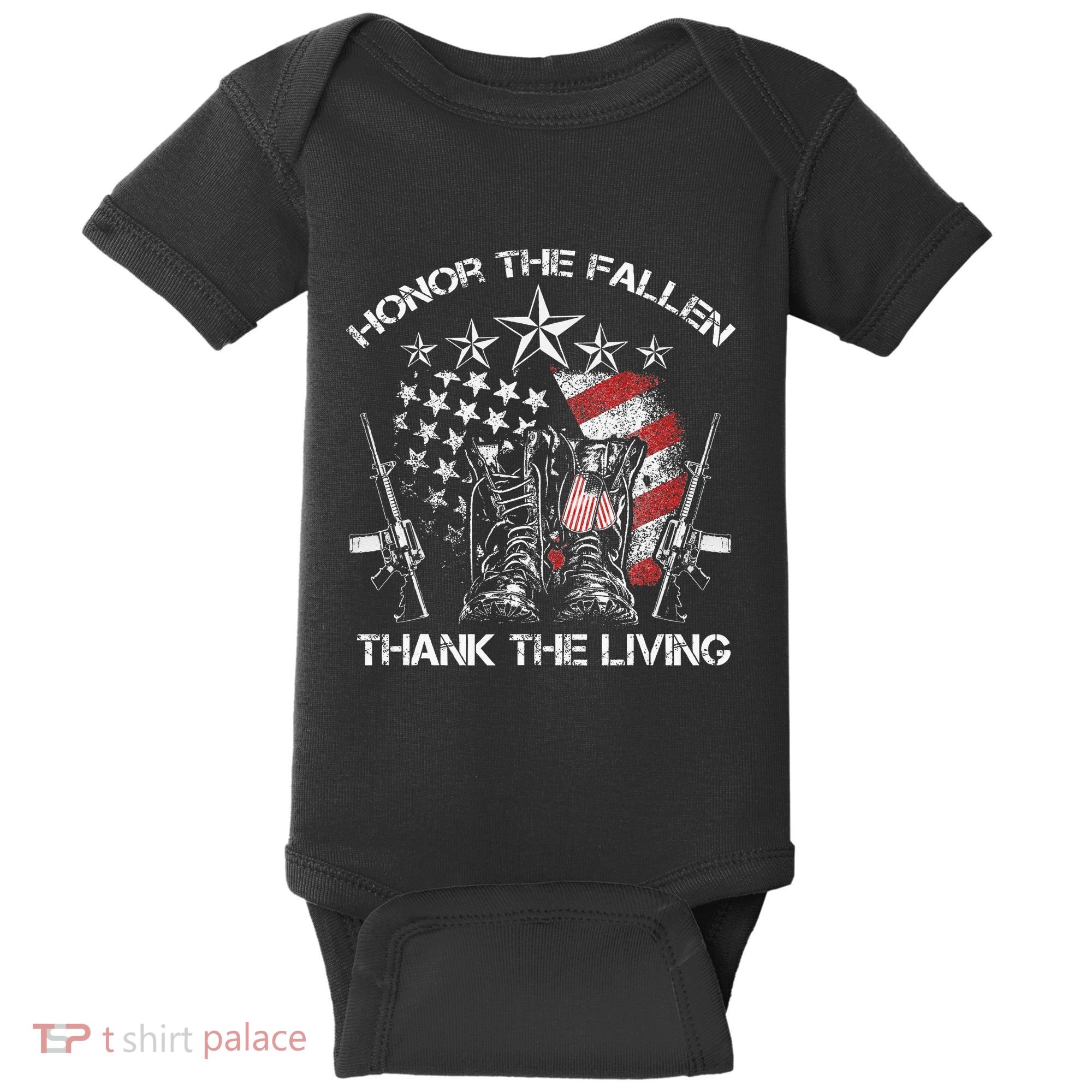 Honor The Fallen Thank The Living Memorial Day Baby Bodysuit