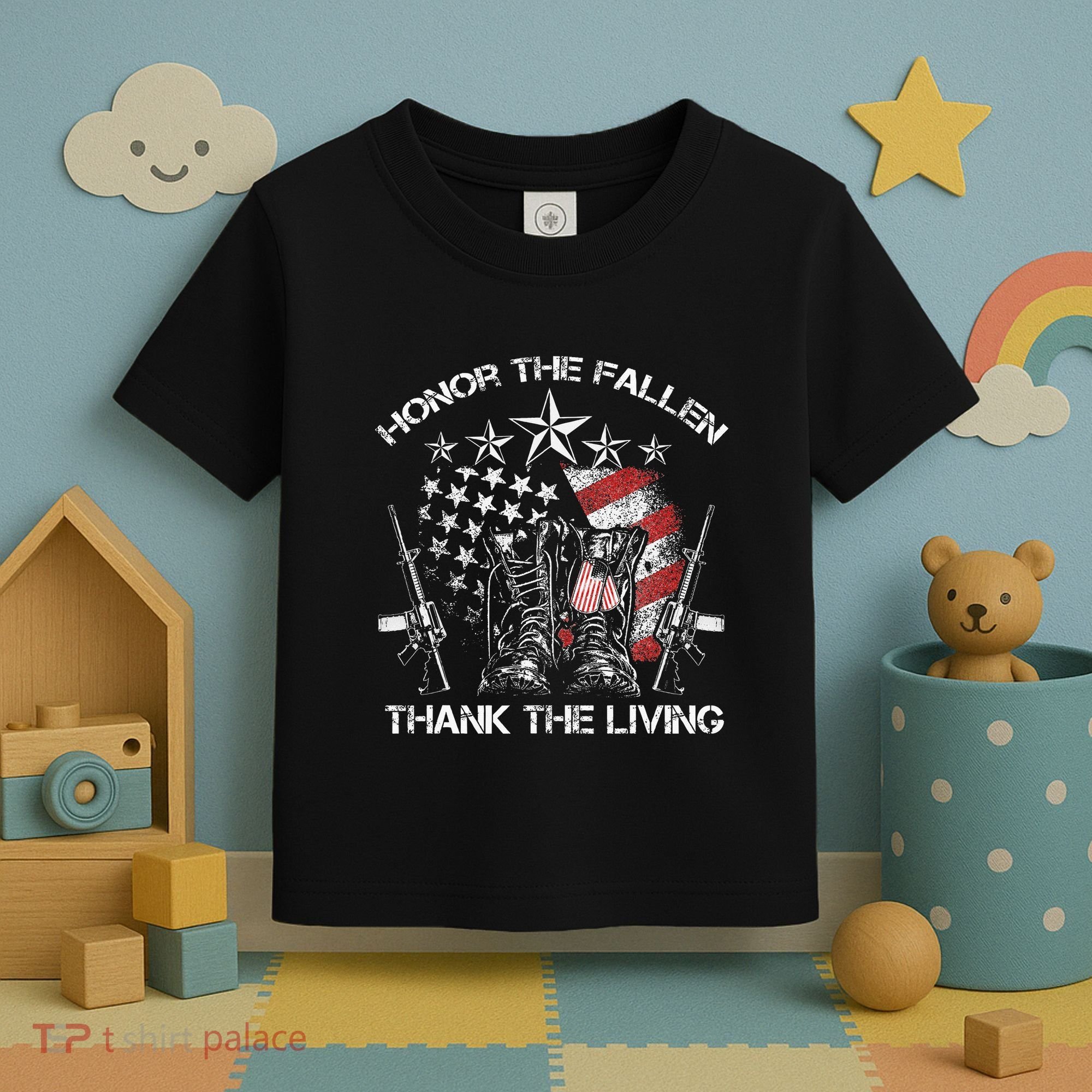 Honor The Fallen Thank The Living Memorial Day Toddler T-Shirt