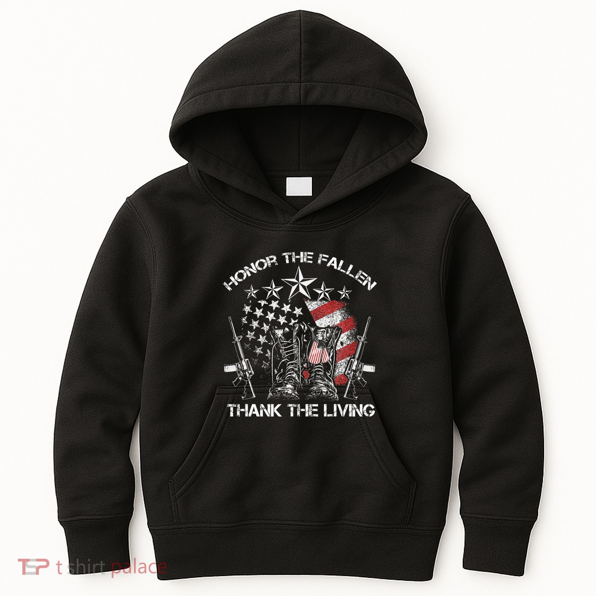 Honor The Fallen Thank The Living Memorial Day Kids Hoodie