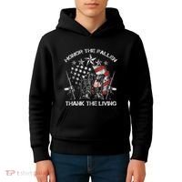 Honor The Fallen Thank The Living Memorial Day Kids Hoodie thumb 4