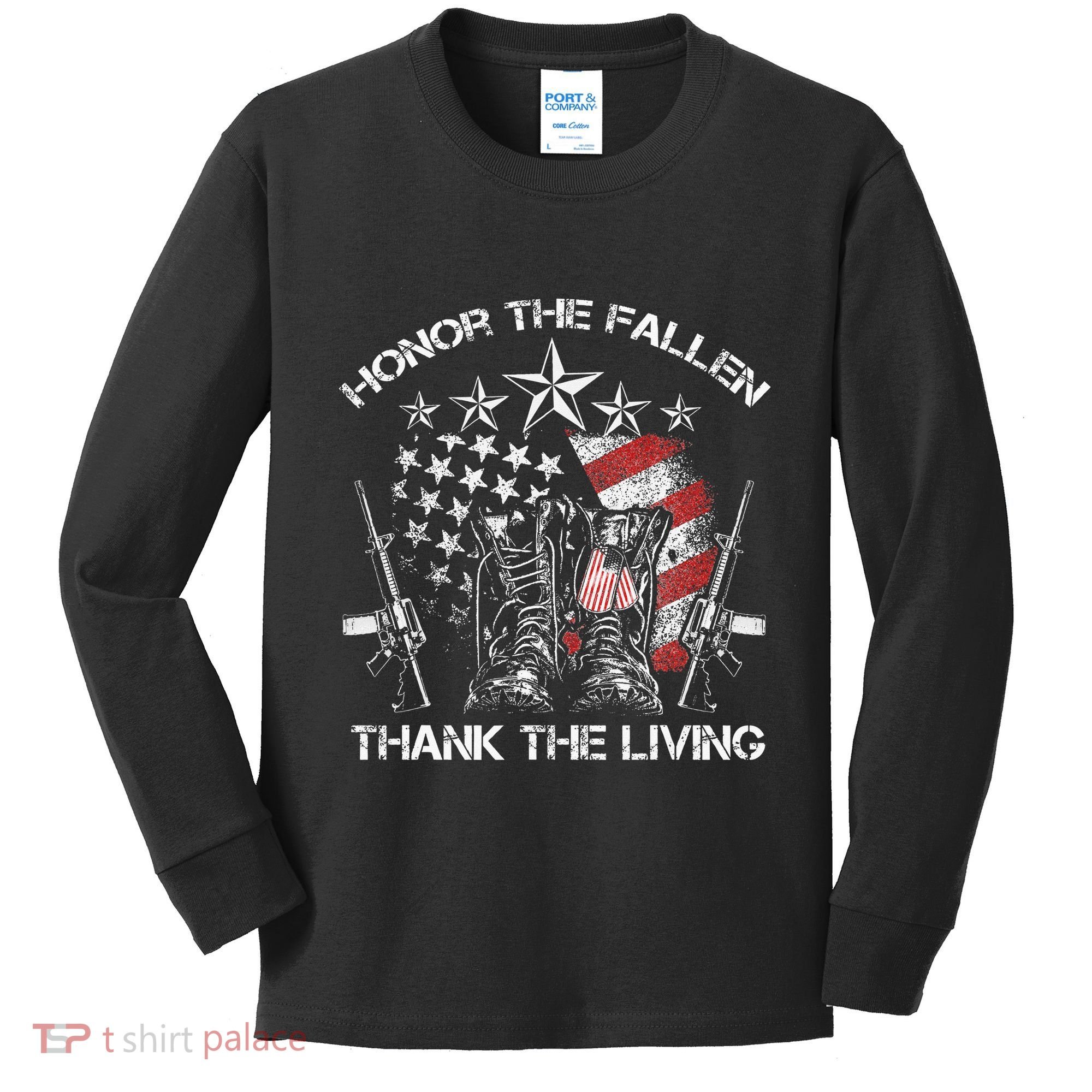 Honor The Fallen Thank The Living Memorial Day Kids Long Sleeve Shirt