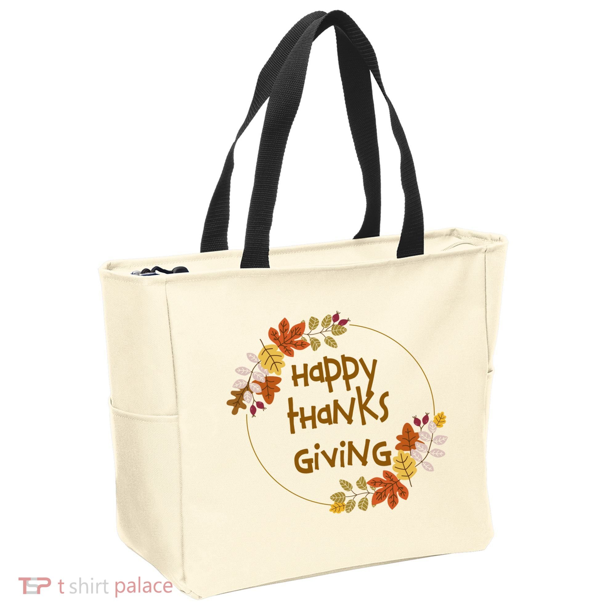Happy Thanksgiving Fall Leaves Holiday Gift Tote Bag