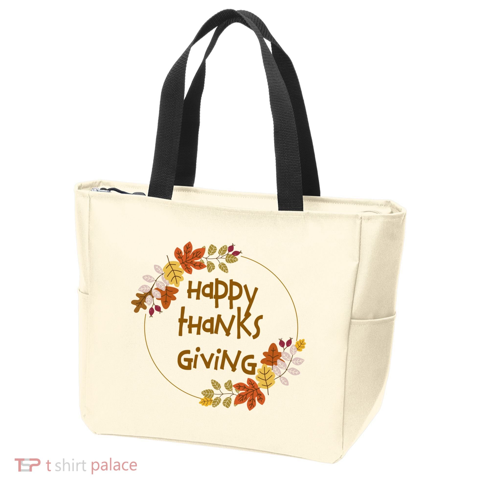 Happy Thanksgiving Fall Leaves Holiday Gift Tote Bag