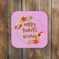 Happy Thanksgiving Fall Leaves Holiday Gift Coaster thumb 0
