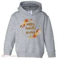Happy Thanksgiving Fall Leaves Holiday Gift Toddler Hoodie thumb 0