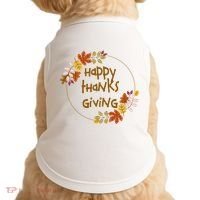 Happy Thanksgiving Fall Leaves Holiday Gift Doggie Tank thumb 0