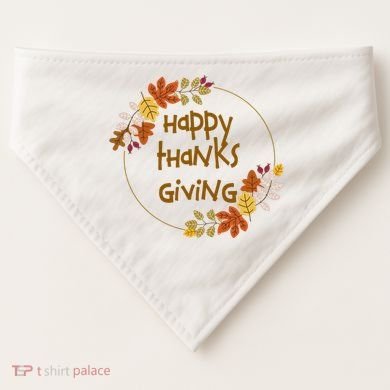 Happy Thanksgiving Fall Leaves Holiday Gift USA-Made Doggie Bandana