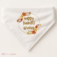 Happy Thanksgiving Fall Leaves Holiday Gift USA-Made Doggie Bandana thumb 0