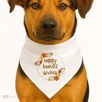 Happy Thanksgiving Fall Leaves Holiday Gift USA-Made Doggie Bandana thumb 1