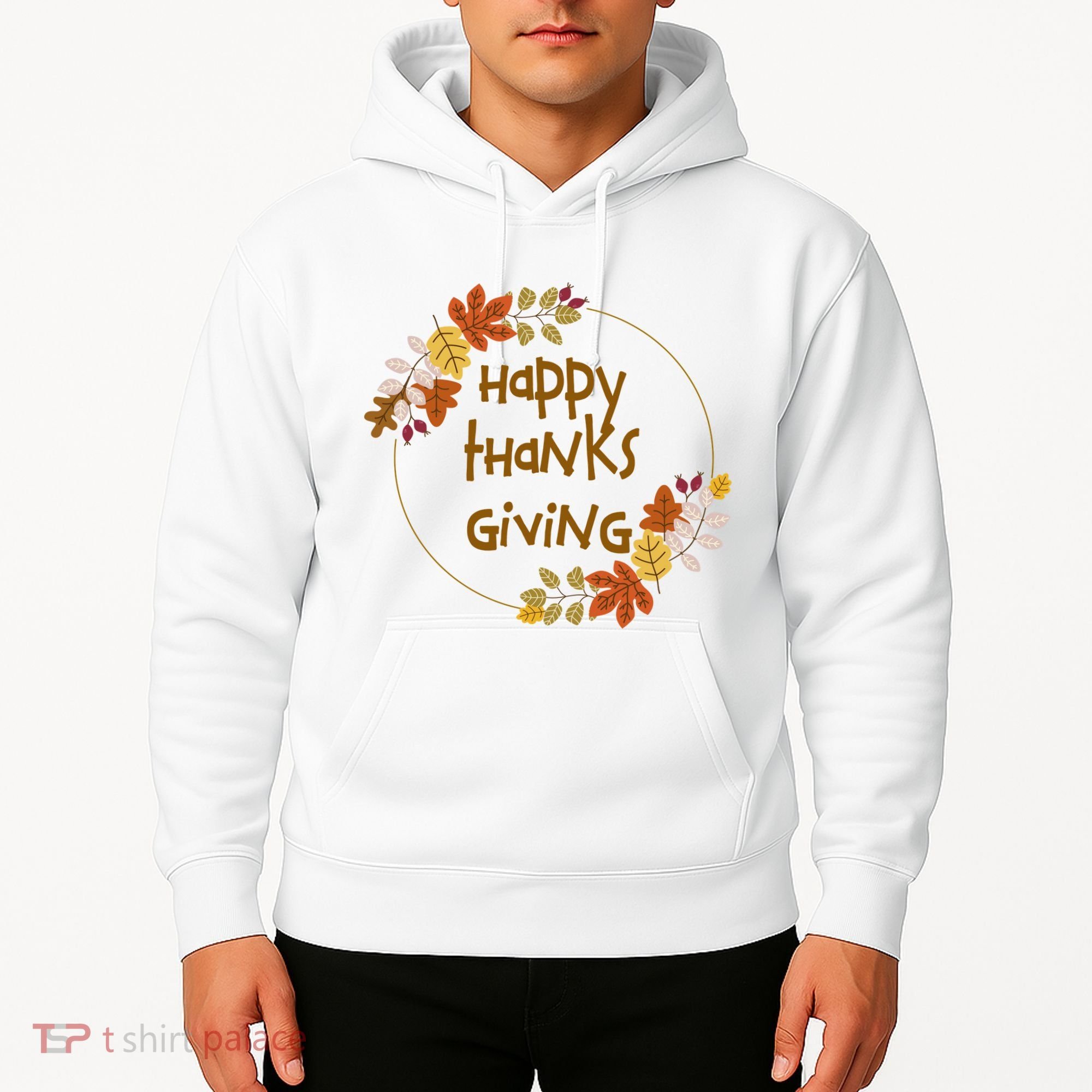 Happy Thanksgiving Fall Leaves Holiday Gift Hoodie