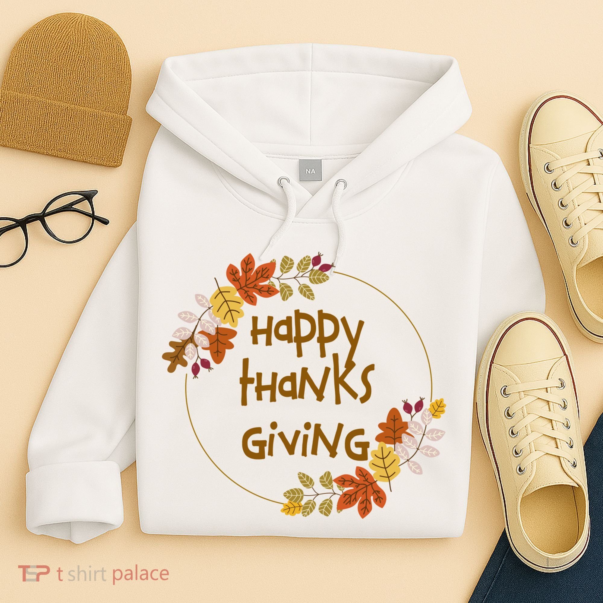 Happy Thanksgiving Fall Leaves Holiday Gift Hoodie