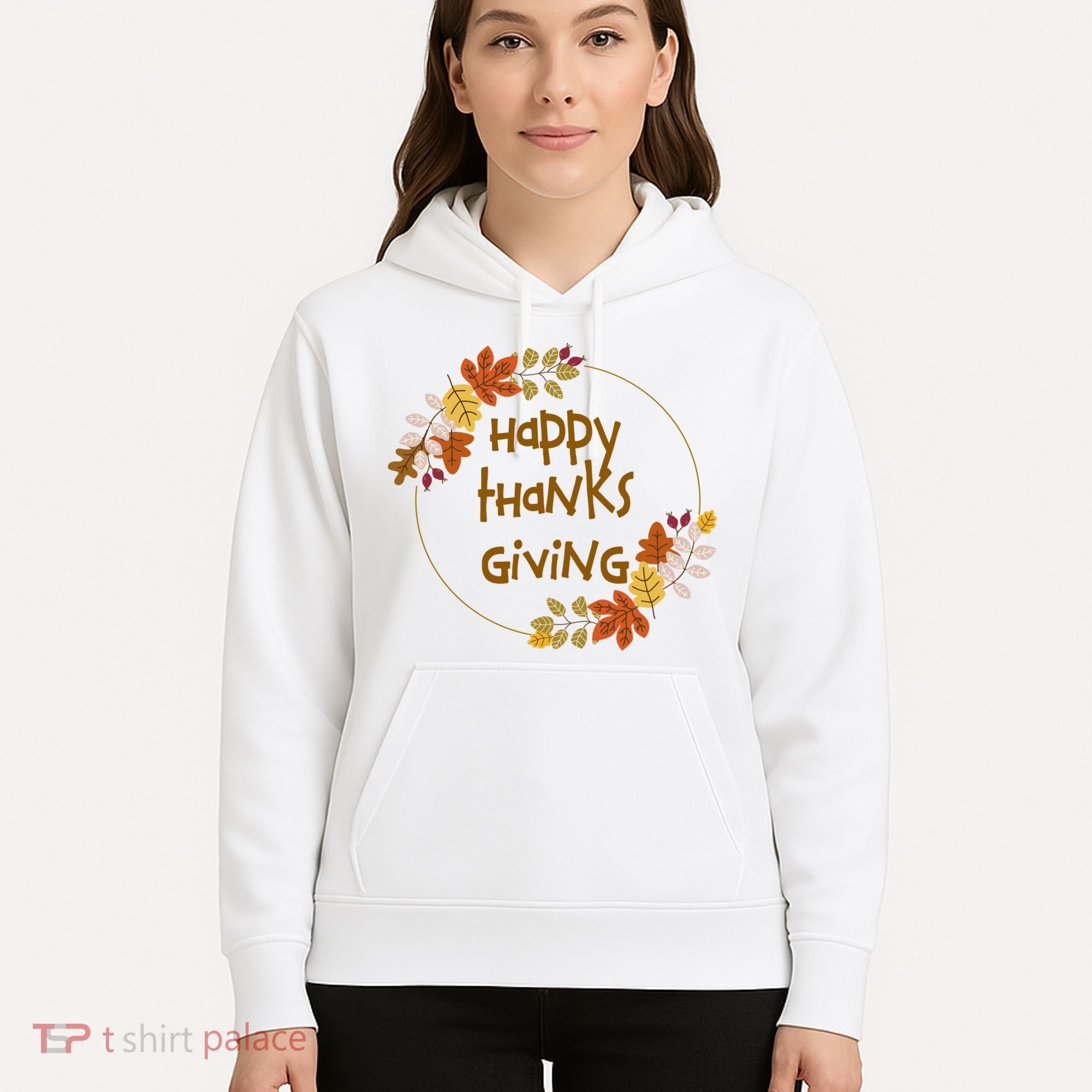 Happy Thanksgiving Fall Leaves Holiday Gift Hoodie