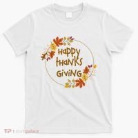 Happy Thanksgiving Fall Leaves Holiday Gift T-Shirt thumb 0