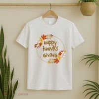 Happy Thanksgiving Fall Leaves Holiday Gift T-Shirt thumb 2