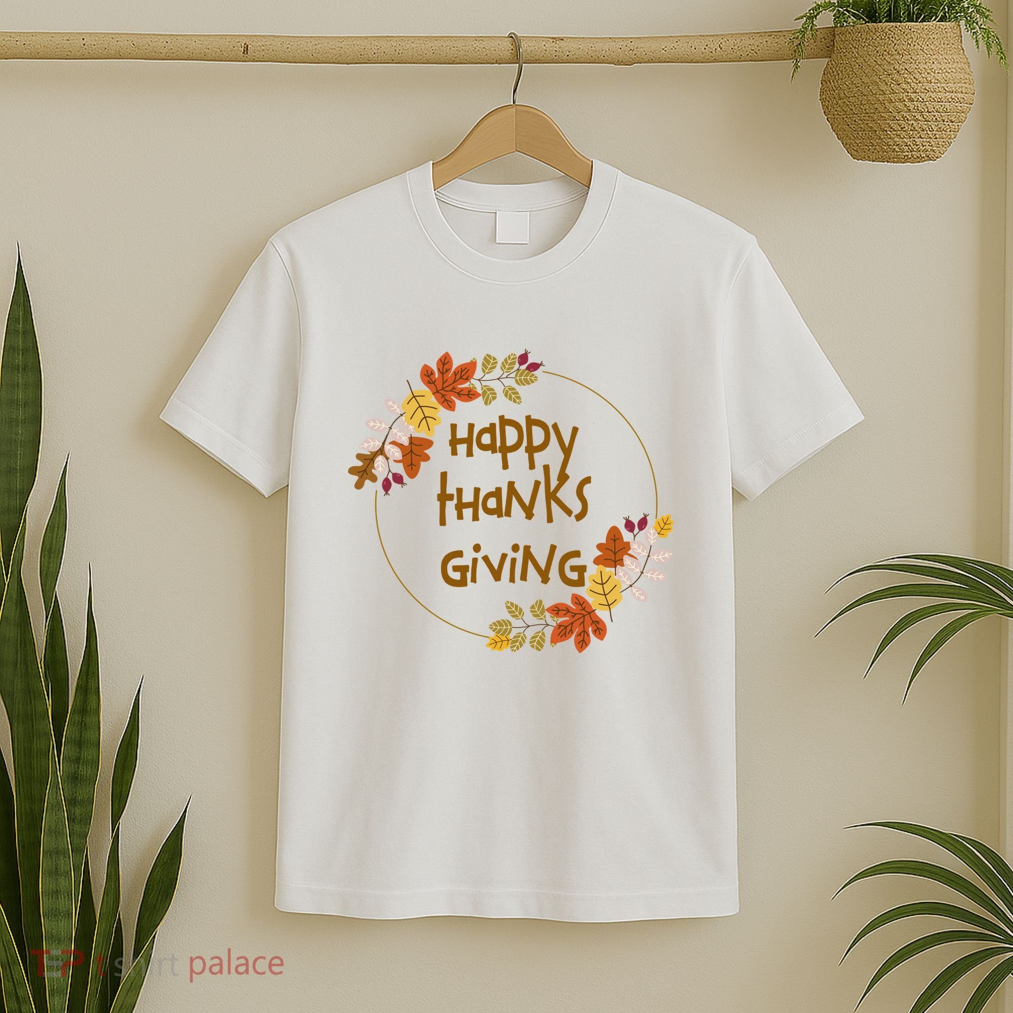 Happy Thanksgiving Fall Leaves Holiday Gift T-Shirt