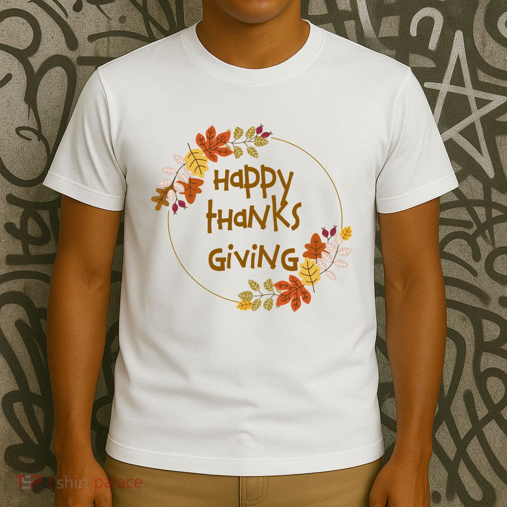 Happy Thanksgiving Fall Leaves Holiday Gift T-Shirt