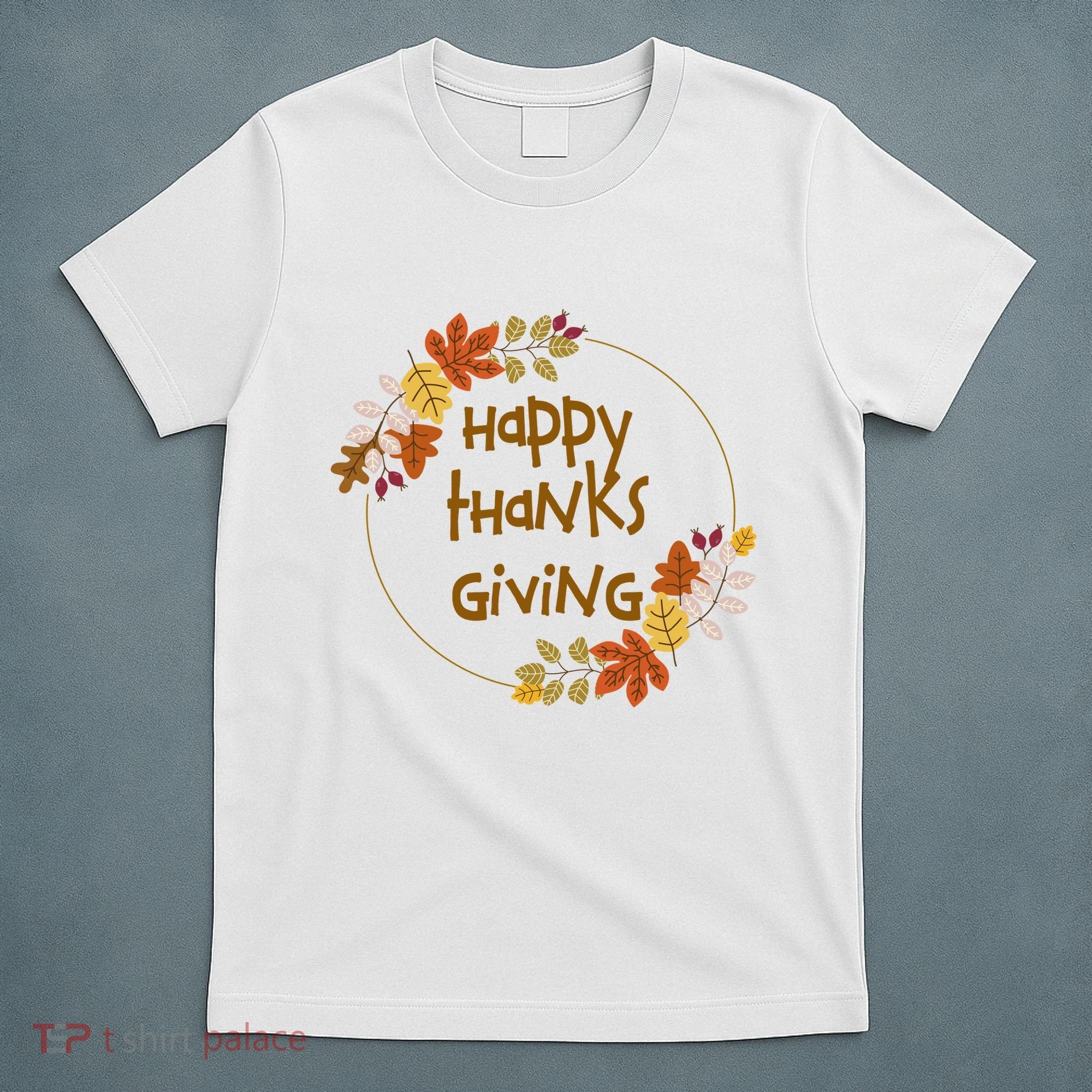 Happy Thanksgiving Fall Leaves Holiday Gift T-Shirt
