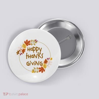 Happy Thanksgiving Fall Leaves Holiday Gift Button