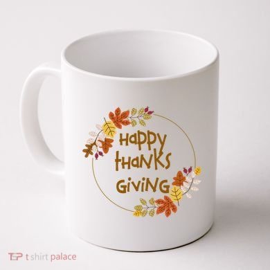 Happy Thanksgiving Fall Leaves Holiday Gift Coffee Mug