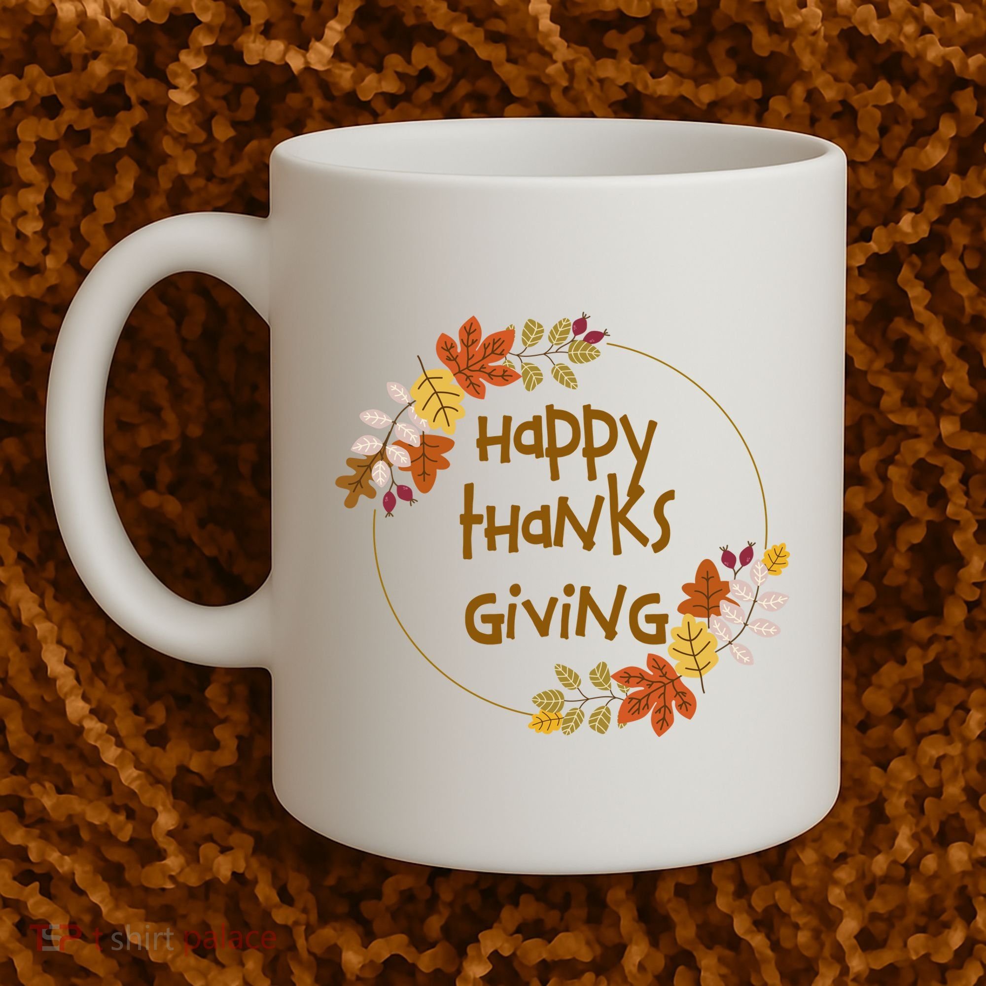 Happy Thanksgiving Fall Leaves Holiday Gift Coffee Mug