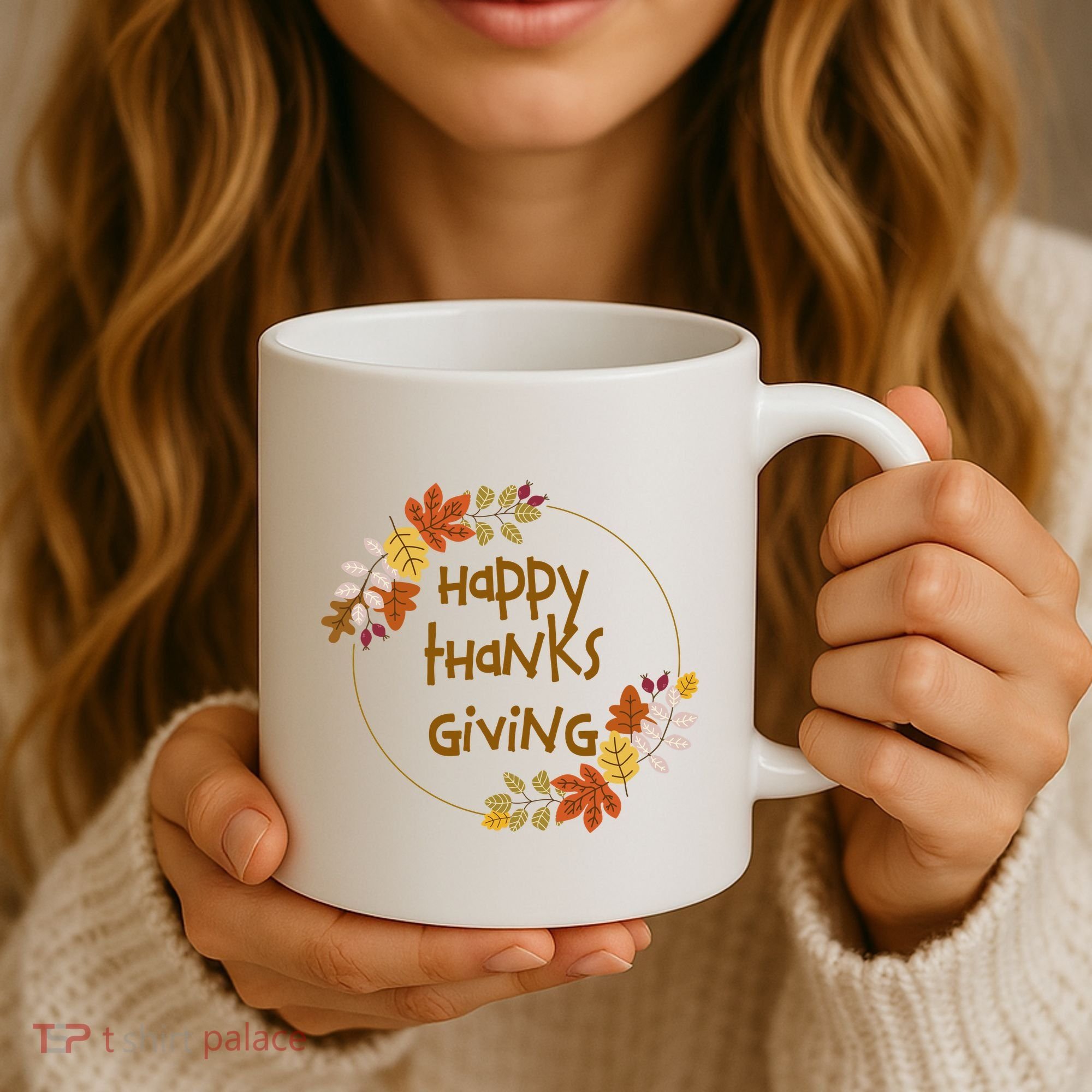 Happy Thanksgiving Fall Leaves Holiday Gift Coffee Mug