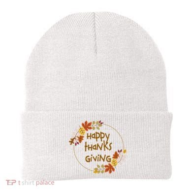 Happy Thanksgiving Fall Leaves Holiday Gift Beanie