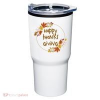 Happy Thanksgiving Fall Leaves Holiday Gift Tumbler thumb 0